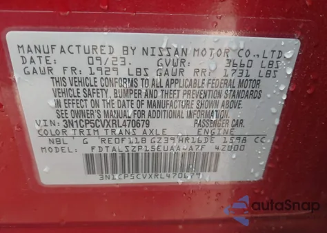 2024 Nissan Kicks Sv Xtronic Cvt из США, поврежденный, VIN 3N1CP5CVXRL470679